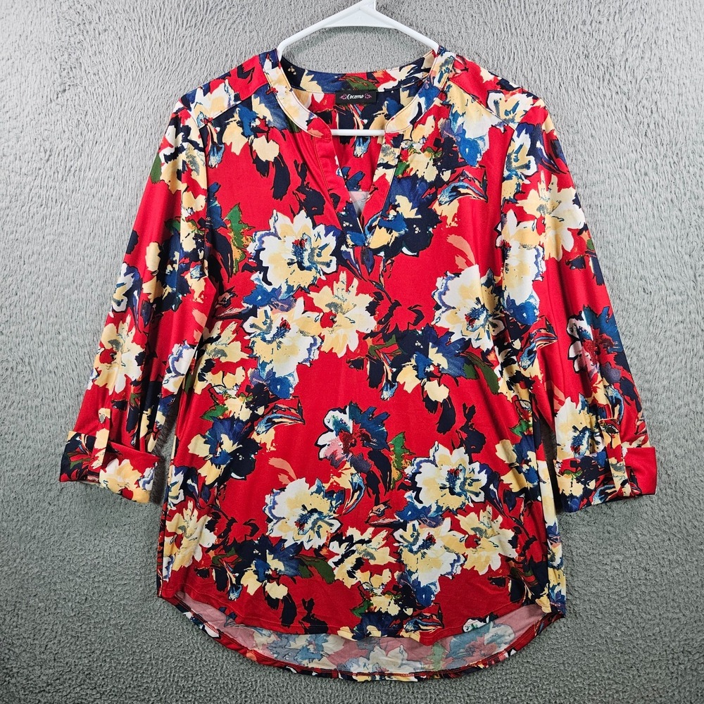 Cocomo Top Blouse‎ Women Medium Floral Print Pullover Red